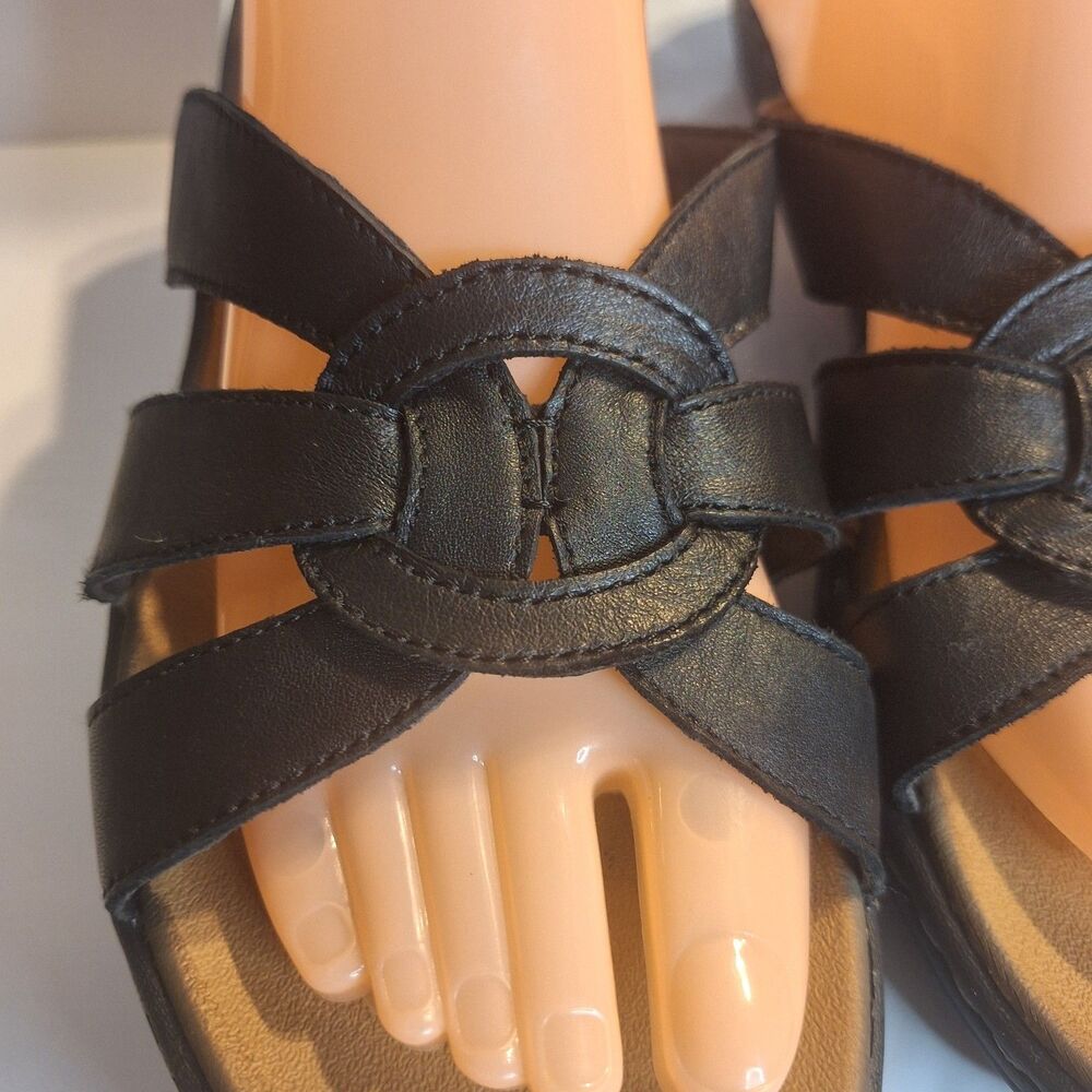 Sketchers Passenger Luxe Foam Black Leather Women's Sandals.  Size 10 - Picture 3 of 12